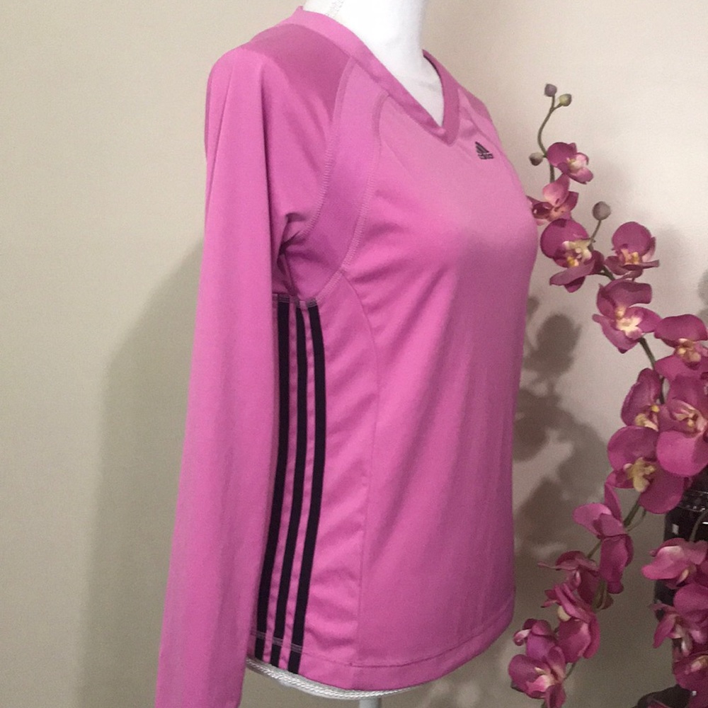 Adidas track long sleeve pink blouse